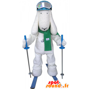 White dog mascot, skier - MASFR031297 - Dog mascots