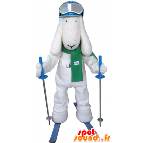 Mascote cão branco, esquiador - MASFR031297 - Mascotes cão