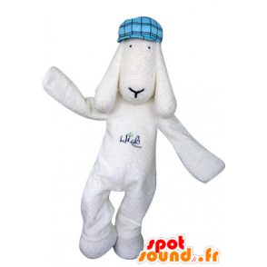 Weißer Hund Maskottchen mit blauen Barett - MASFR031300 - Hund-Maskottchen