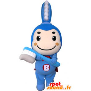 Blue zubní kartáček maskot s kapucí - MASFR031303 - Maskoti objekty