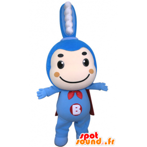 Blue toothbrush mascot with a cape - MASFR031304 - Mascots of objects
