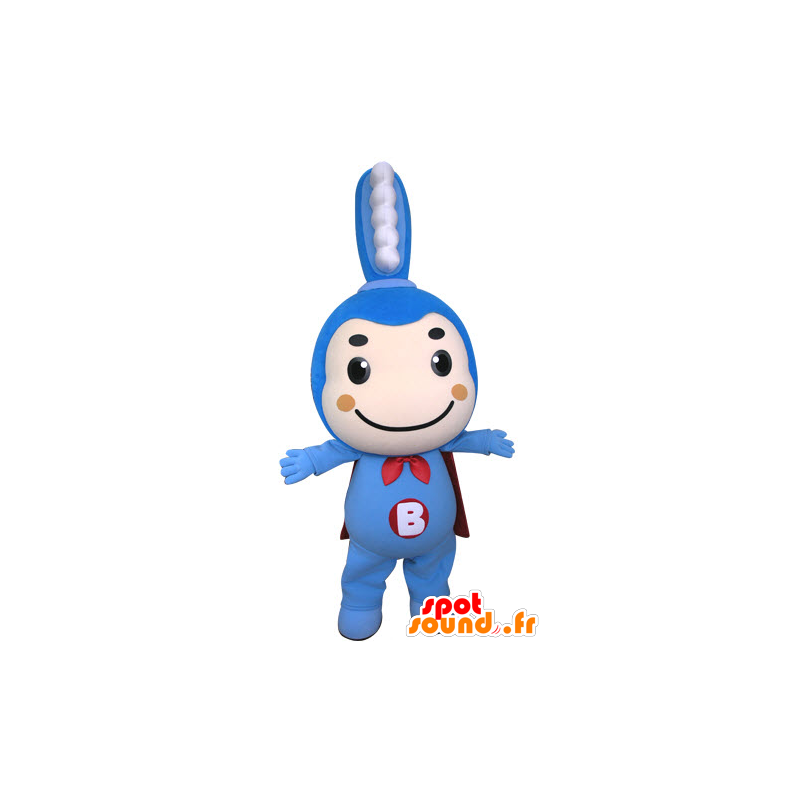 Blue toothbrush mascot with a cape - MASFR031304 - Mascots of objects