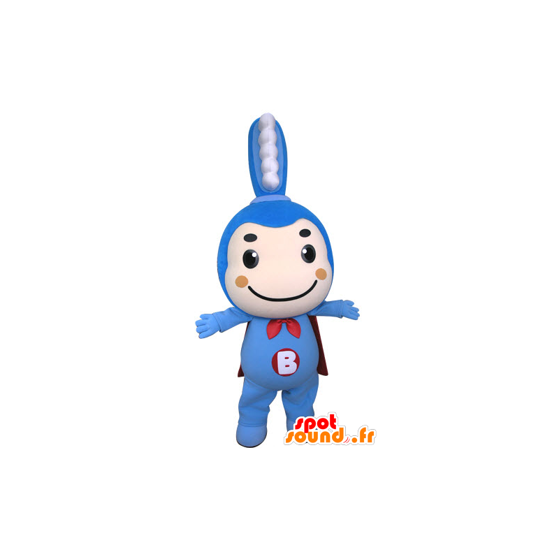 Azul mascote da escova de dentes com uma capa - MASFR031304 - objetos mascotes