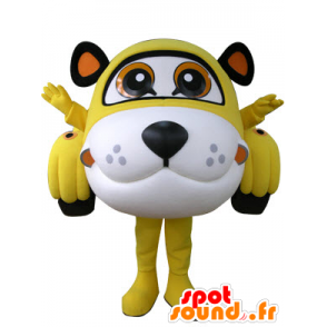 Vormige auto mascotte tijger geel, wit en zwart - MASFR031306 - Tiger Mascottes