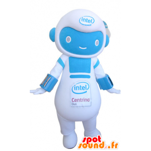 Snowman mascot, blue and white robot - MASFR031310 - Human mascots