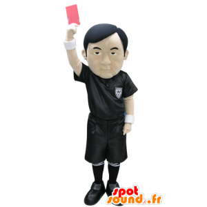 Mascote homem, vestido de árbitro preto asiático - MASFR031311 - Mascotes homem