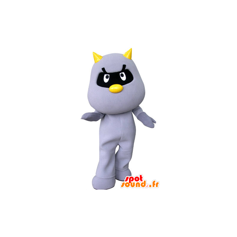 Purple mascot cat with yellow horns - MASFR031312 - Cat mascots