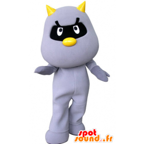 Purple mascot cat with yellow horns - MASFR031312 - Cat mascots