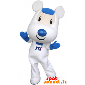 Hvitt og blått mus maskot, søt og inntagende - MASFR031315 - mus Mascot