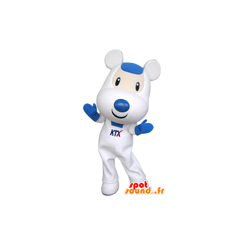 White and blue mouse mascot, cute and endearing - MASFR031315 - Mouse mascot