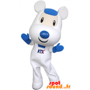 Wit en blauw Mouse mascotte, schattig en vertederend - MASFR031315 - Mouse Mascot