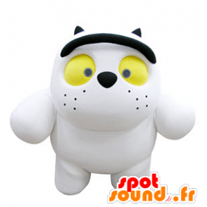 Gato branco Mascot atacado com olhos amarelos - MASFR031317 - Mascotes gato