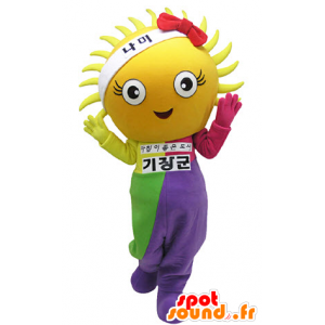 Gul sol maskot, gigantiske, kledd i en fargerik drakt - MASFR031319 - Ikke-klassifiserte Mascots