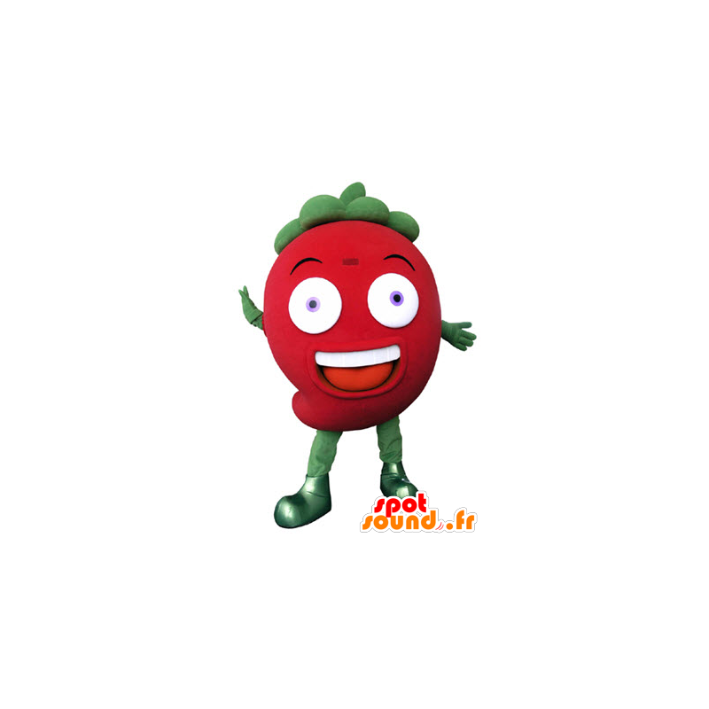 Mascot red and green strawberry, giant - MASFR031322 - Fruit mascot