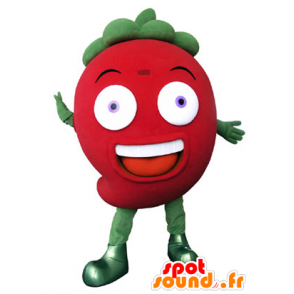 Mascotte de fraise rouge et verte, géante - MASFR031322 - Mascotte de fruits