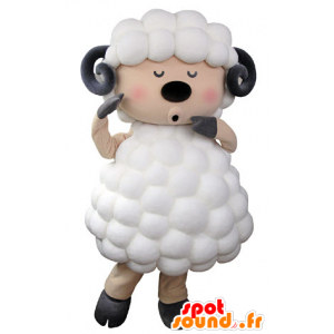 Mascot ovelha, cabra, branco, preto e rosa - MASFR031325 - Mascotes Sheep