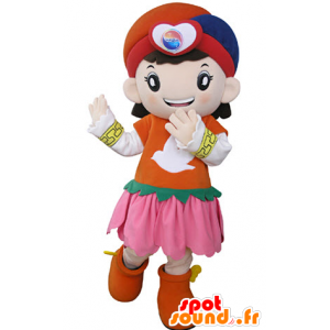 Girl mascot, dressed in a colorful oriental dress - MASFR031327 - Mascots boys and girls