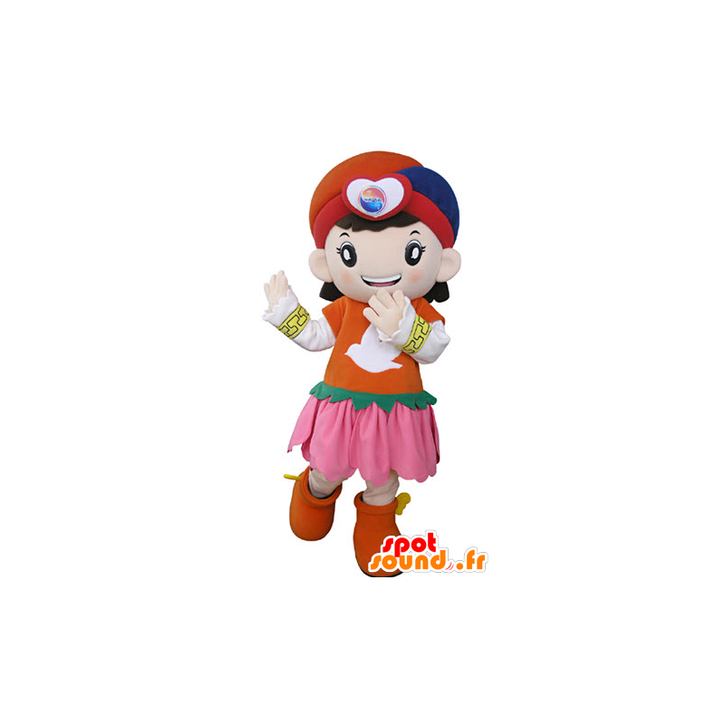 Girl mascot, dressed in a colorful oriental dress - MASFR031327 - Mascots boys and girls