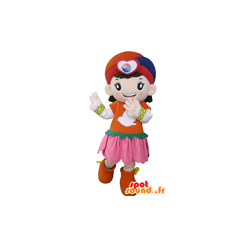 La mascota de la muchacha, vestida con un vestido colorido oriental - MASFR031327 - Chicas y chicos de mascotas