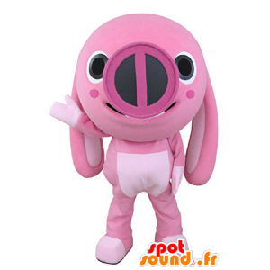 Pig mascot, pink animal with big ears - MASFR031333 - Mascots pig