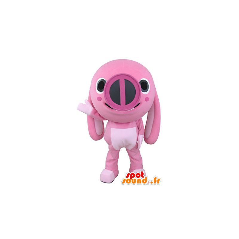 Mascote porco, animal-de-rosa com orelhas grandes - MASFR031333 - mascotes porco