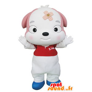 Štěně maskot, růžový a bílý pes - MASFR031342 - psí Maskoti