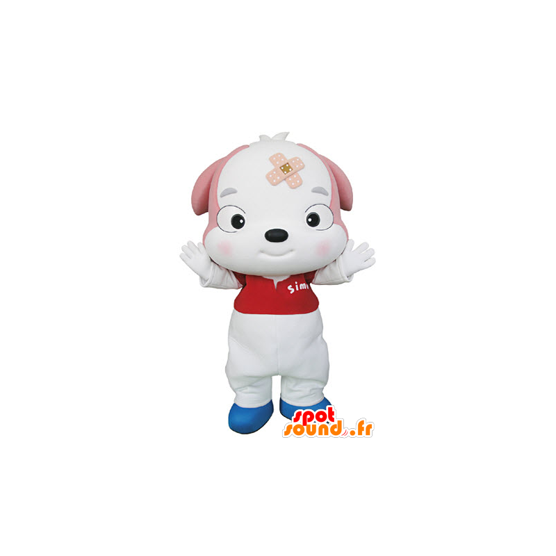 Puppy mascot, pink and white dog - MASFR031342 - Dog mascots