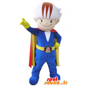 Mascote do boneco de neve colorido com uma combinação e uma capa - MASFR031343 - Mascotes homem