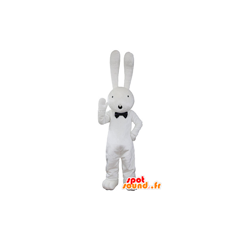 Mascotte de grand lapin blanc à l'air étonné - MASFR031345 - Mascotte de lapins