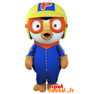 Mascot vogel met een koptelefoon en vliegenierszonnebril - MASFR031348 - Mascot vogels