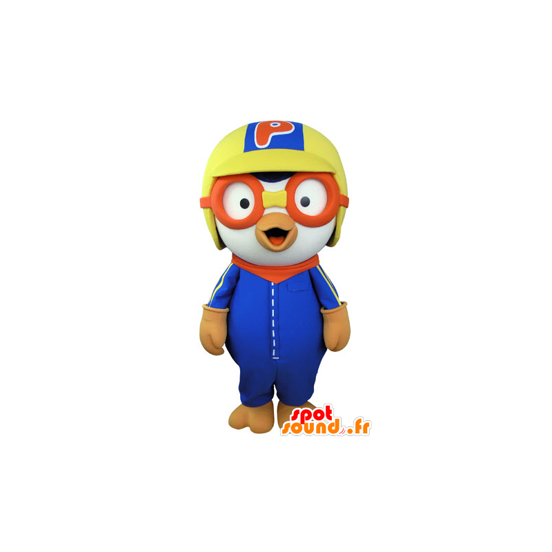 Mascotte d'oiseau avec un casque et des lunettes de pilote - MASFR031348 - Mascotte d'oiseaux