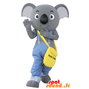 Mascotte de koala gris, habillé d'une salopette - MASFR031352 - Mascottes Koala