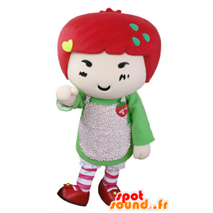 Mascotte Mädchen mit roten Haaren. Erdbeer-Maskottchen - MASFR031353 - Maskottchen-jungen und Mädchen