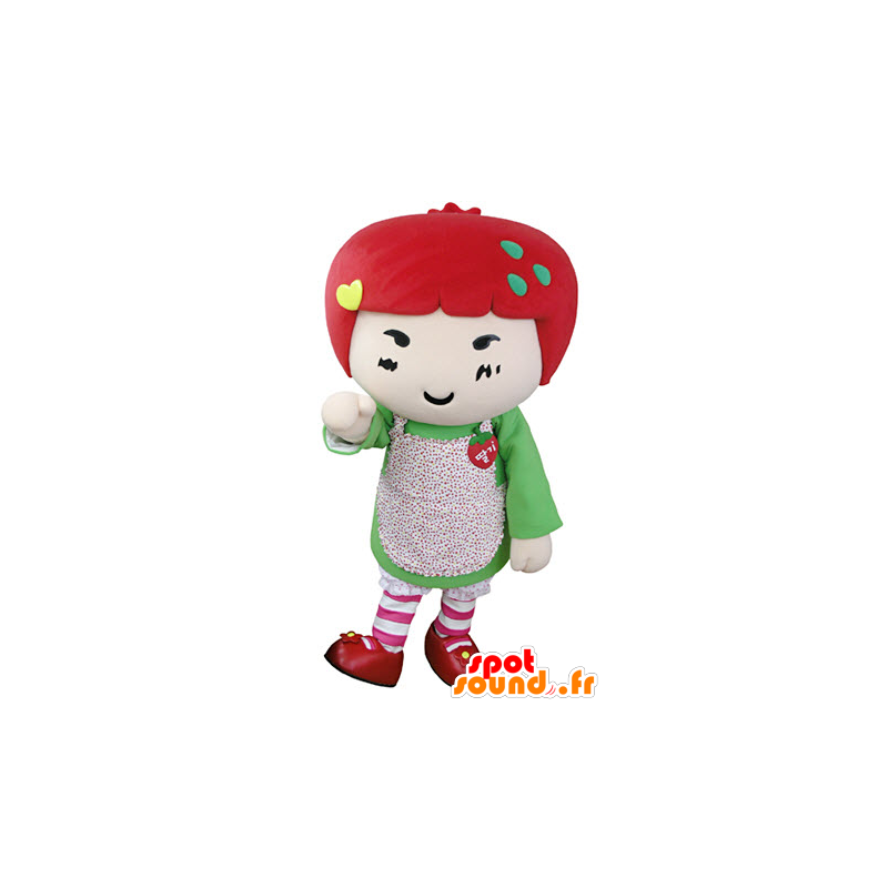 Mascotte girl with red hair. strawberry mascot - MASFR031353 - Mascots boys and girls