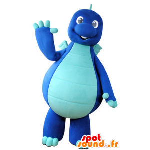 Mascotte de dragon, de dinosaure bleu bicolore - MASFR031355 - Mascotte de dragon