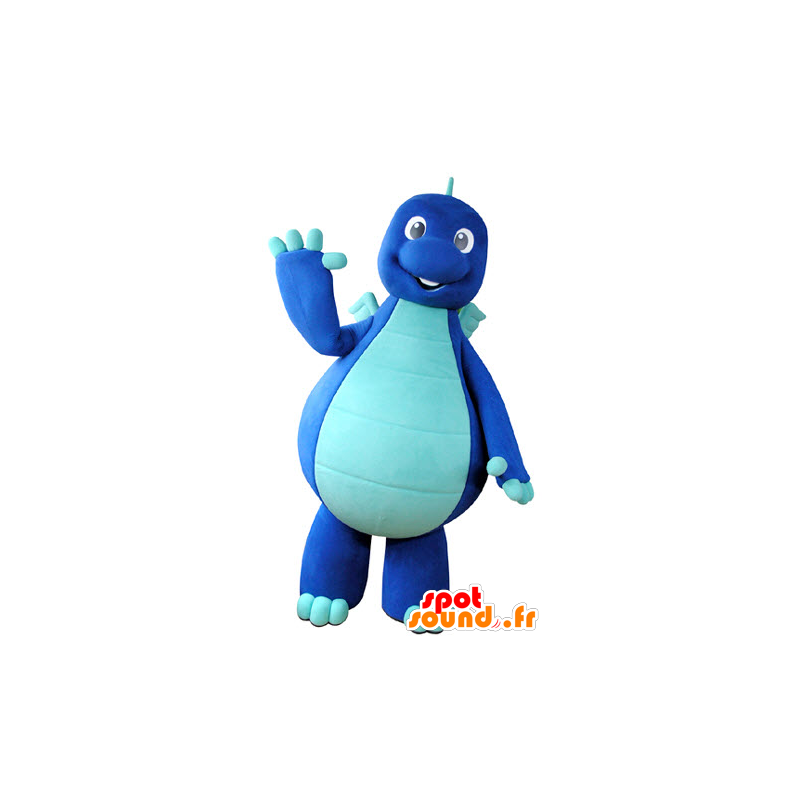 Drago mascotte, bicolore blu dinosauro - MASFR031355 - Mascotte drago