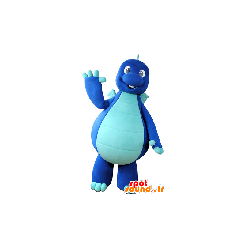 Mascotte de dragon, de dinosaure bleu bicolore - MASFR031355 - Mascotte de dragon