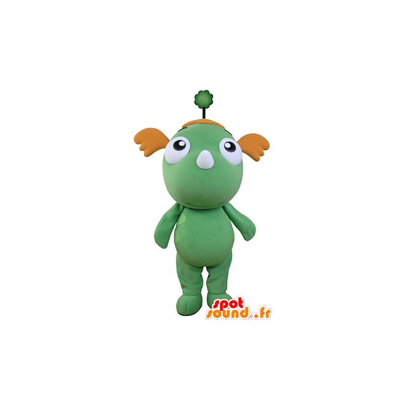 Groene draak mascotte en oranje. groene mascotte - MASFR031356 - Dragon Mascot