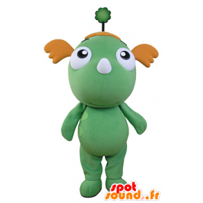 Groene draak mascotte en oranje. groene mascotte - MASFR031356 - Dragon Mascot