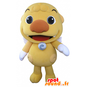 Mascot pequeno monstro amarelo com asas brancas - MASFR031359 - mascotes monstros