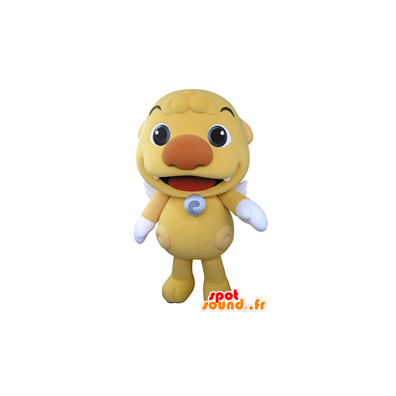 Mascot of little yellow monster with white wings - MASFR031359 - Monsters mascots