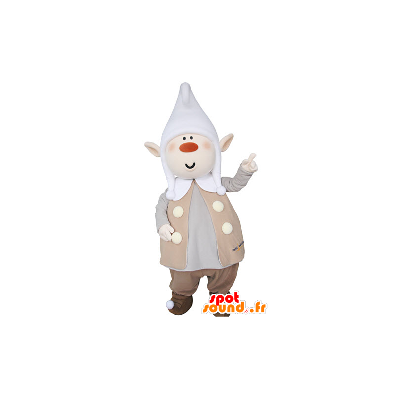 Kobold Maskottchen plump, mit spitzen Ohren und einer Kappe - MASFR031364 - Weihnachten-Maskottchen