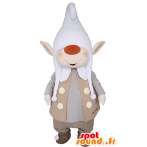 Mascotte de lutin avec les oreilles pointues et un grand bonnet - MASFR031365 - Mascottes Noël