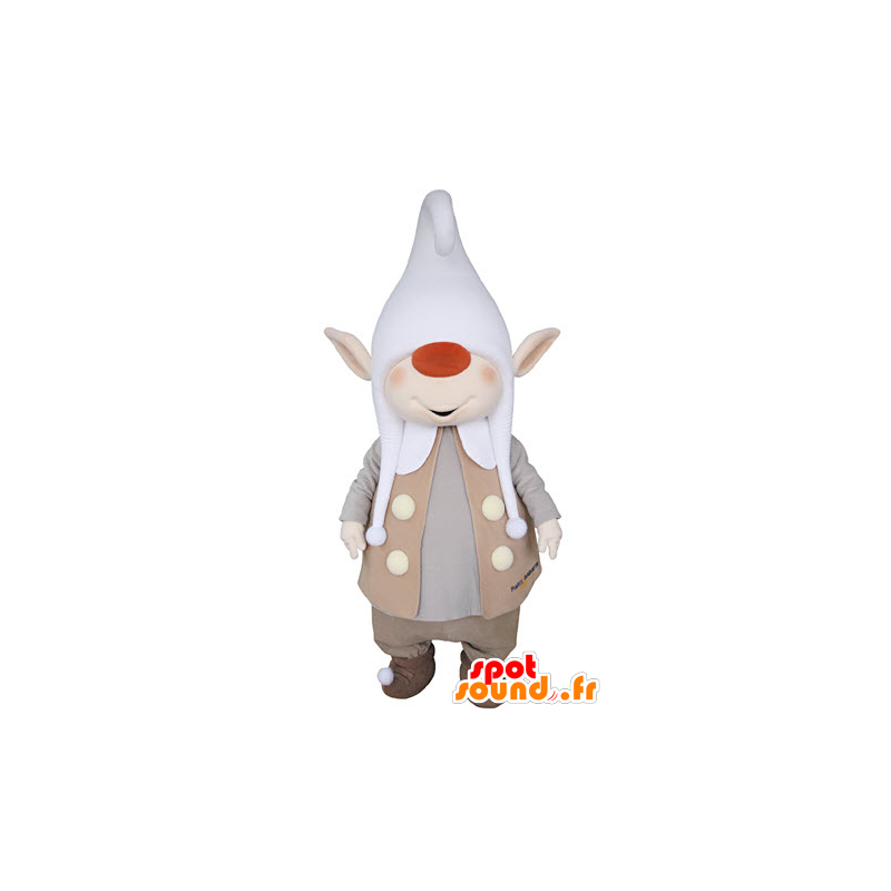 Mascotte de lutin avec les oreilles pointues et un grand bonnet - MASFR031365 - Mascottes Noël