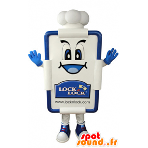 Mascot table white and blue, restaurant card - MASFR031368 - Mascots of objects