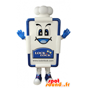 Mascotte de tableau blanc et bleu, de carte de restaurant - MASFR031368 - Mascottes d'objets