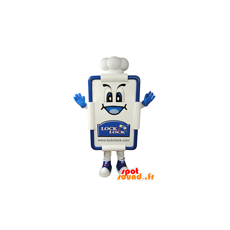 Mascot table white and blue, restaurant card - MASFR031368 - Mascots of objects