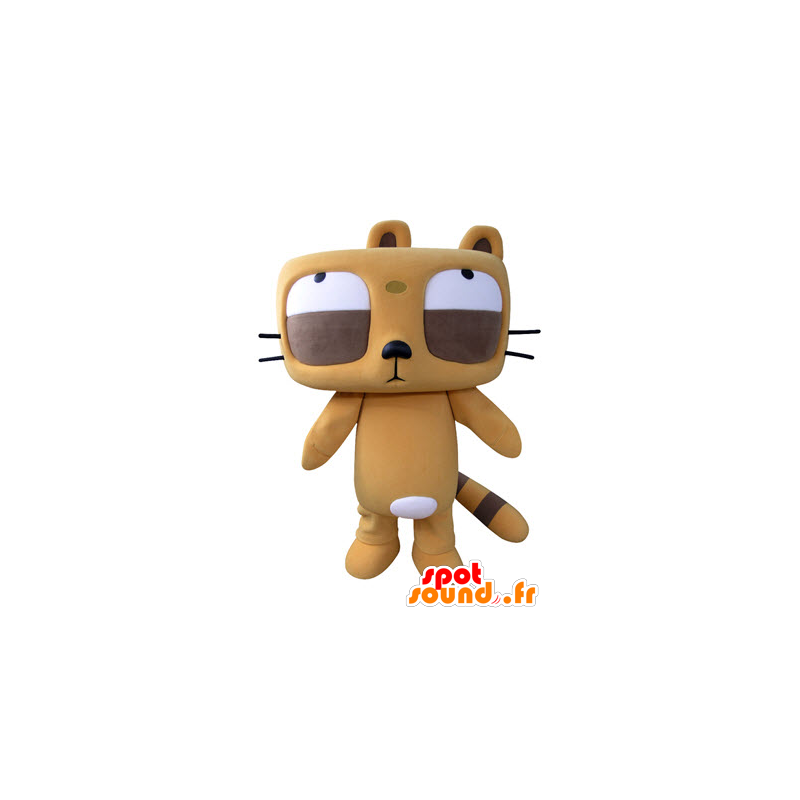 Mascotte de castor orange et marron avec de grands yeux - MASFR031372 - Mascottes de castor