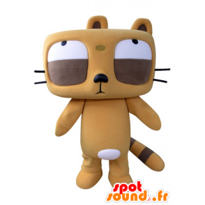 Mascotte de castor orange et marron avec de grands yeux - MASFR031372 - Mascottes de castor