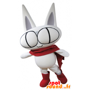 All white cat mascot, with big eyes - MASFR031373 - Cat mascots